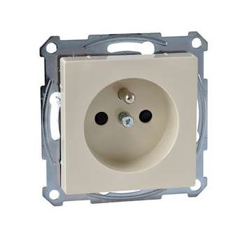Merten M-Plan - prise 2P+T - NF - borne à vis - sable brillant|Schneider Electric-SCHMTN2600-0344