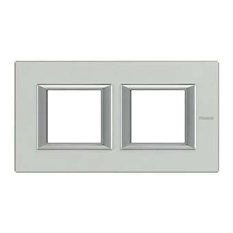 Plaque rectangulaire Axolute Aluminium brossé 2+2 modules horizontal - Naturel|Bticino-TICHA4802M2HXC