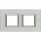 Plaque rectangulaire Axolute Aluminium brossé 2+2 modules horizontal - Naturel|Bticino-TICHA4802M2HXC