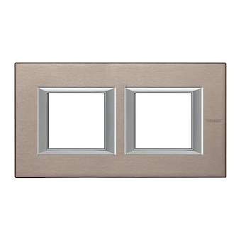 Plaque rectangulaire Axolute Aluminium brossé 2+2 modules horizontal - Titane|Bticino-TICHA4802M2HNX