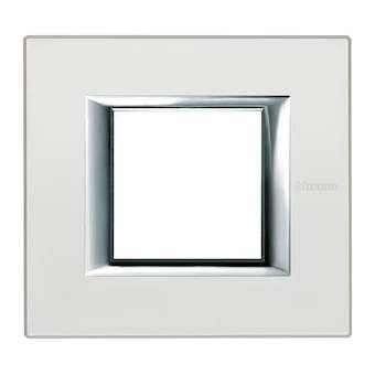Plaque rectangulaire Axolute Aluminium anodisé 2 modules - Argent|Bticino-TICHA4802SAN