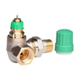 RA-DV robinet autoéquilbrant DN 15, angle à gauche, 1/2' plage 20 à 125l/h Dp ma|Danfoss-DFS013G7720