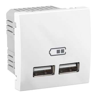 Unica - double chargeur USB 2.1 A - blanc|Schneider Electric-SCHMGU3.418.18