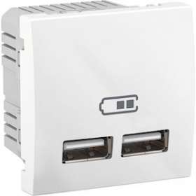 Unica - double chargeur USB 2.1 A - blanc|Schneider Electric-SCHMGU3.418.18