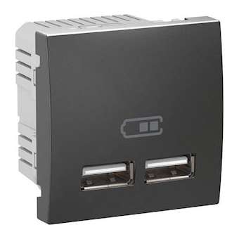 Unica - double chargeur USB 2.1 A - graphite|Schneider Electric-SCHMGU3.418.12