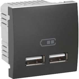 Unica - double chargeur USB 2.1 A - graphite|Schneider Electric-SCHMGU3.418.12