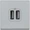 Chargeur USB double Axolute 5V 230V 2,4A - finition Alu - 2 modules