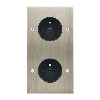 Façade CONFIDENCE LAITON ACIER BROSSE DOUBLE VERTICALE PC PC A VIS|Modelec-MD8280-412