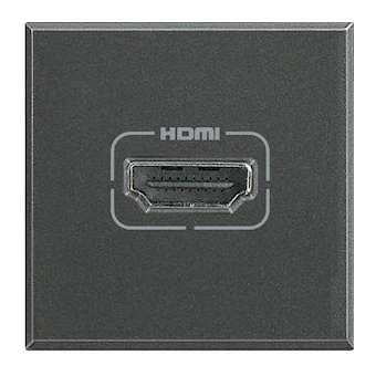 Prise HDMI typeA préconnectorisée version 2.0 Axolute - Anthracite - 2 modules|Bticino-TICHS4284