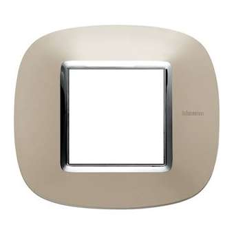 Plaque elliptique Axolute Métal galvanisé 2 modules - Titane|Bticino-TICHB4802TC
