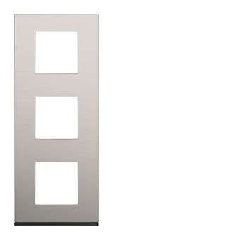Plaque gallery 3 postes verticale 71mm matiere natural alu|Hager-HAGWXP4343