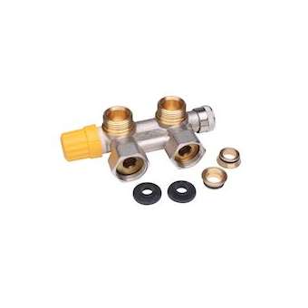 VHS-UN corps equerre 3/4 bitube pour radiateurs universels, entraxe 50, rad 3/4|Danfoss-DFS013G4743