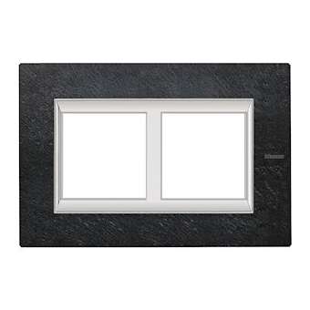 Plaque rectangulaire Axolute 2+2modules horiz - rénovation entraxe 57mm -Ardoise|Bticino-TICHA4832-2RLV