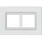 Plaque rectangulaire Axolute Verre 2+2mod horiz rénovation entraxe 57mm Cristal|Bticino-TICHA4832-2VKA