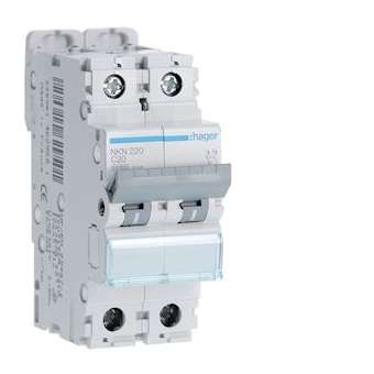 Disjoncteur 2P 10-15kA courbe C - 20A 2 modules|Hager-HAGNKN220