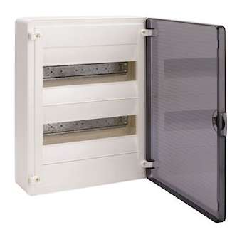 Coffret saillie 24 M porte transp.|Hager-HAGVS212TR