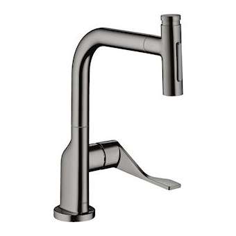 Mitigeur cuisine avec douchette noir chromé poli|Hansgrohe-HA339862330