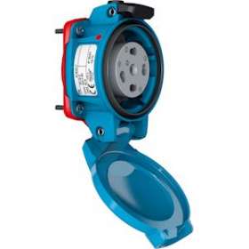 PN Socle Métal bleu Size.1 IP55 1P+N+T 30A 250V AC couvercle à rappel|Marechal-MAR09S4015
