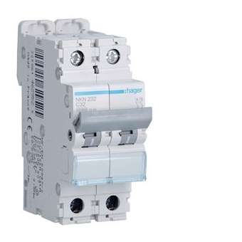 Disjoncteur 2P 10-15kA courbe C - 32A 2 modules|Hager-HAGNKN232