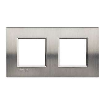 Plaque Livinglight Naturalia 2+2 modules horizontal ou vertical - Acier brossé|Bticino-TICLNA4802M2ACS