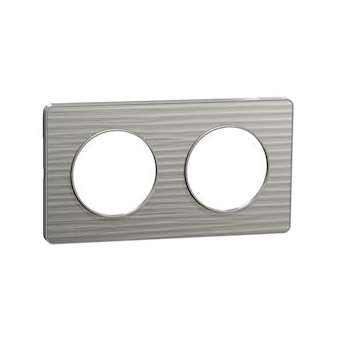 Odace Touch, plaque Aluminium brossé croco avec liseré Alu 2 postes entraxe 71mm|Schneider Electric-SCHS530804J1