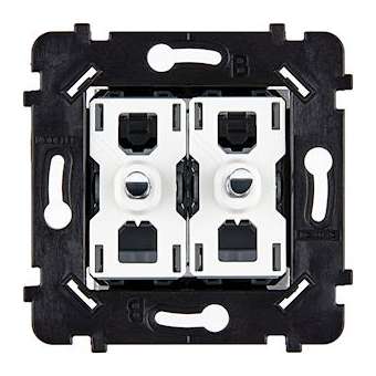 Mécanisme 2 VV ET/OU POUSSOIR ACIER SUPPORT BLANC POUR COLLECTION HITERA|Modelec-MD8087-020BACB