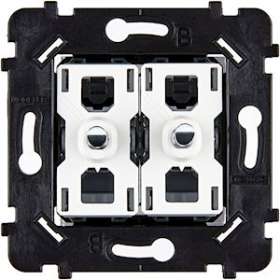 Mécanisme 2 VV ET/OU POUSSOIR ACIER SUPPORT BLANC POUR COLLECTION HITERA|Modelec-MD8087-020BACB