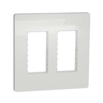 Unica - support + plaque boîte concentration - 2 col de 4 mod - Blanc|Schneider Electric-SCHNU022418