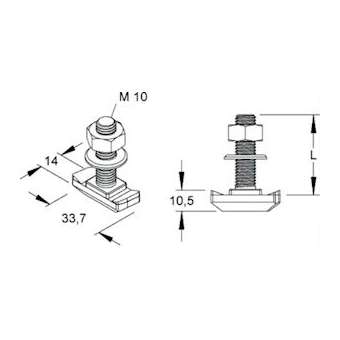 Boulon losange HK.510/50 GC, écrou et rondelle inclus.|Niedax France-NDX945504