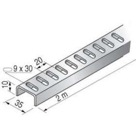 Rail Télex en U, 35mm, 2m, SZ|Niedax France-NDX448001