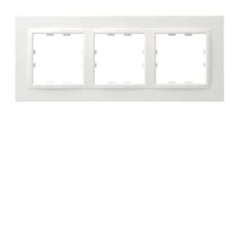 kallysta épure Plaque 3 postes horizontale entraxe 71 Blanc Névé|Hager-HAGWKN803