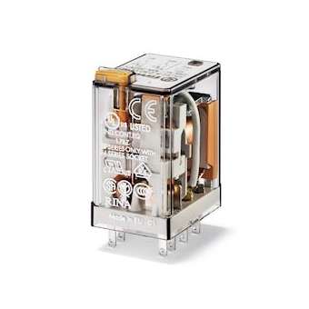 Relais industriel 2RT 10A 24V AC, bouton test + indicateur mécanique + LED|Finder-FID553280240054PAS
