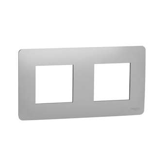 Unica Studio - plaque de finition - Alu - 2 postes|Schneider Electric-SCHNU200430