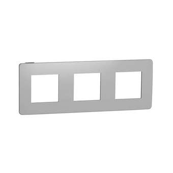 Unica Studio Métal - plaque de finition - Aluminium liseré Anthracite - 3 postes|Schneider Electric-SCHNU280656