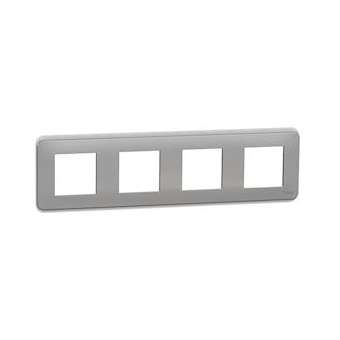 Unica Pro - plaque de finition - Alu - 4 postes|Schneider Electric-SCHNU400830