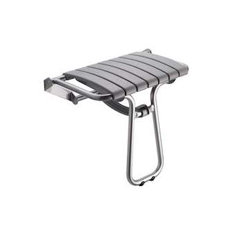 Siège de douche 7 lattes grise, avec béquille gris chrome, H 500 mm, alu. D 25m|Pellet asc-PT4047643