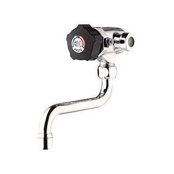 P3500 Mitigeur lavabo mural temporisé bec tournant bouton noir|Presto-PSR35961