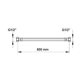 Flexible d'alimentation d'eau dn 12 f/f 1/2-lg 800 mm|Presto-PSR70603