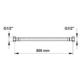 Flexible d'alimentation d'eau dn 12 f/f 1/2-lg 800 mm|Presto-PSR70603