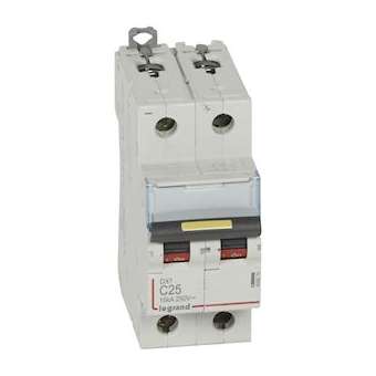 Disjoncteur DX³ 16kA - vis/vis - courant continu - 25A - courbe C - 2 modules|Legrand-LEG409570
