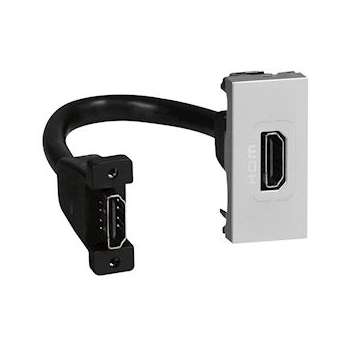 Prise HDMI Type-A version 2.0 préconnectorisée Mosaic 1 module - alu|Legrand-LEG079378