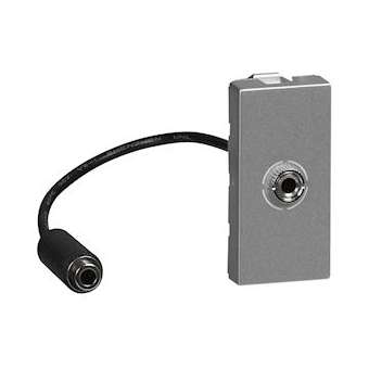 Prise Jack femelle 3,5mm préconnectorisée Mosaic 1 module - alu|Legrand-LEG079379