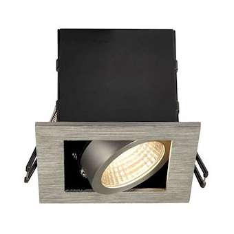 KADUX, encastré carré, LED, alu brossé 8,3W, 3000K, 38DEG, alim incluse|SLV-DC5115706