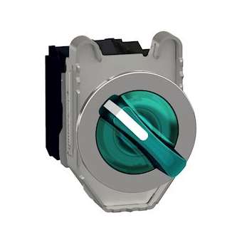 Harmony XB4 - bouton à man lumin - flush - 2 pos fix - vert - 1O+1F - 230V|Schneider Electric-SCHXB4FK123M5