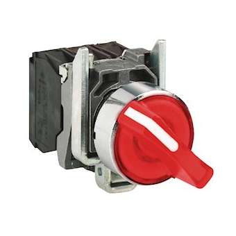 Harmony XB4 - bouton à manette lum - D22 - 3 pos fix - rouge - 1O+1F - 230V|Schneider Electric-SCHXB4BK134M5