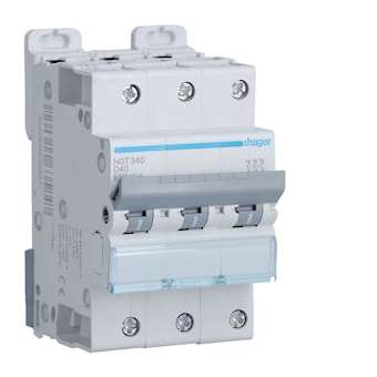 Disjoncteur 3P 6-10kA courbe D - 40A 3 modules|Hager-HAGNGT340