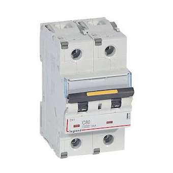 Disjoncteur DX³10000 16kA arrivée haut/départ bas vis 2P 80A courbe C 3 modules|Legrand-LEG409228