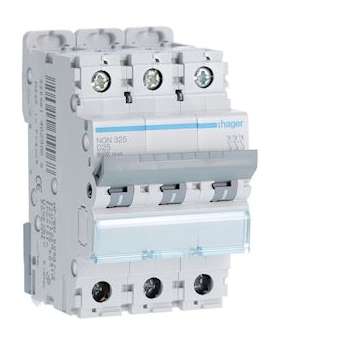 Disjoncteur 3P 6-10kA courbe D - 25A 3 modules|Hager-HAGNGN325