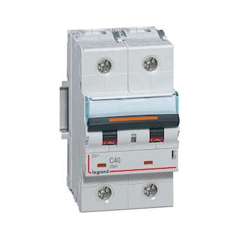 Disjoncteur DX³ 25kA arrivée haute/départ bas vis 2P 40A -courbe C - 3 mod|Legrand-LEG409772