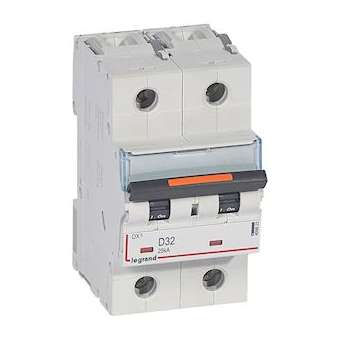 Disjoncteur DX³ 25kA arrivée haute/départ bas vis 2P 32A -courbe D - 3 mod|Legrand-LEG409823